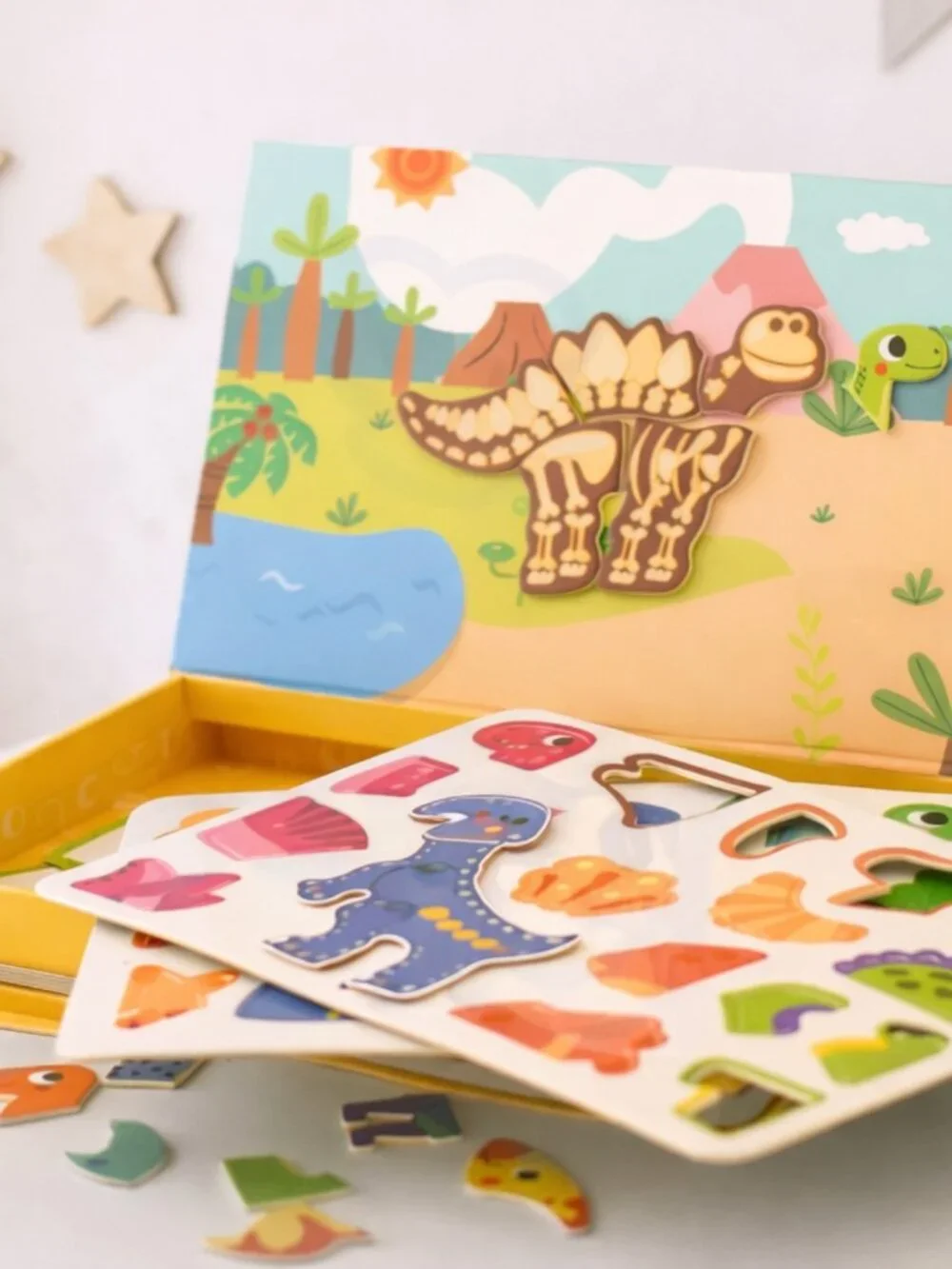 NEW Montessori Magnetic Dinosaur Puzzle Learning Game STEM Travel Toy Kids